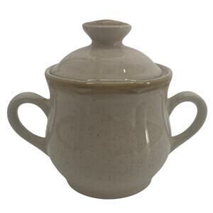 Vintage Crown Manor Stoneware Floral Garden Sugar Bowl Japan Made Flaw